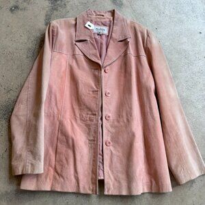 Wilsons Leather vintage Pink Oversized Leather Jacket